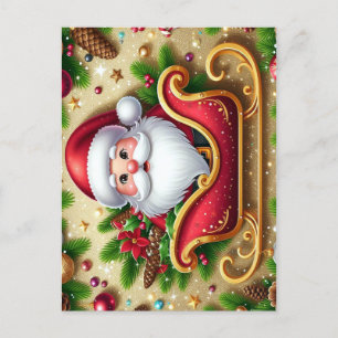 Postal Festiva Santa Claus festivo en trineo