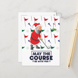 Postal Festiva Santa Claus Golfer en Navidades puede seguir el cu