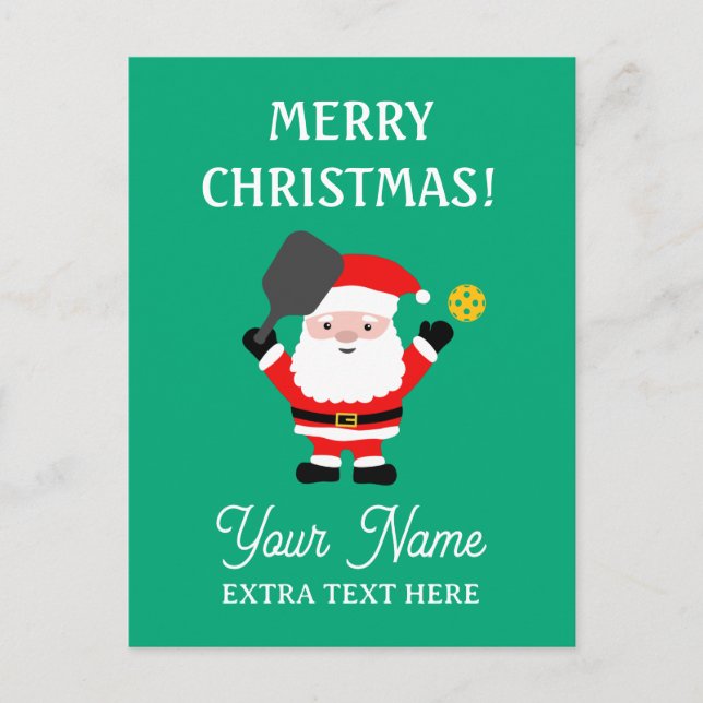 Postal Festiva Santa Claus jugando al pickleball Navidades (Anverso)
