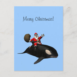 Postal Festiva Santa Claus Montando En Orca