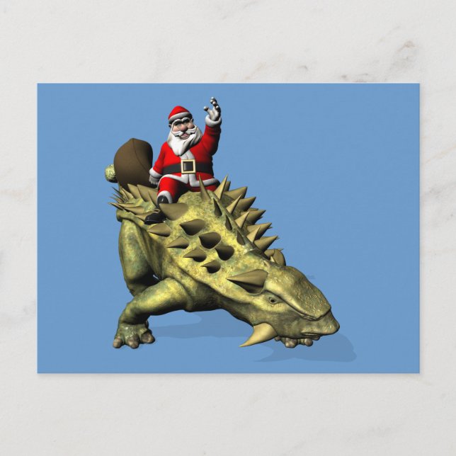 Postal Festiva Santa Claus montando en Talarurus (Anverso)