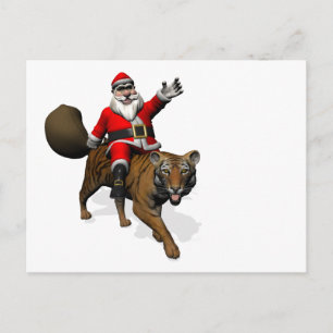 Postal Festiva Santa Claus montando un tigre