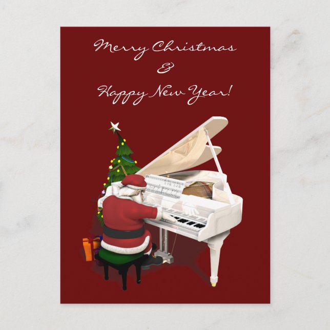 Postal Festiva Santa Claus Pianist (Anverso)