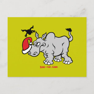 Postal Festiva Santa Claus se encuentra con un rino