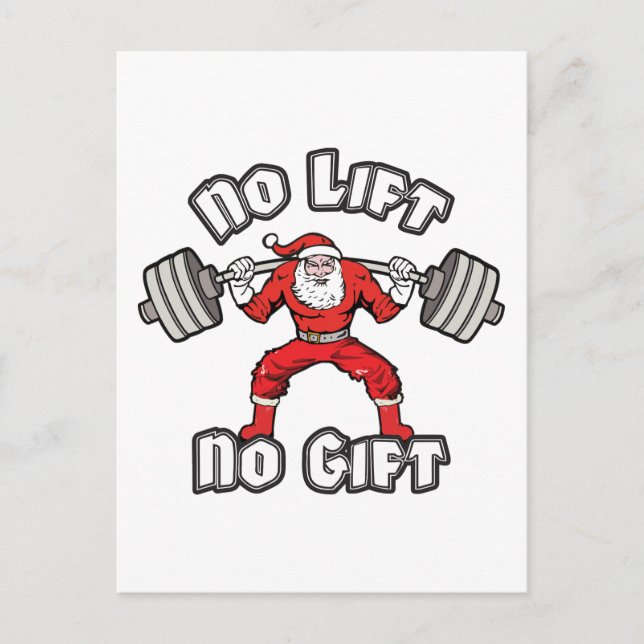 Postal Festiva Santa Claus - Sin ascensor, sin regalo (Anverso)