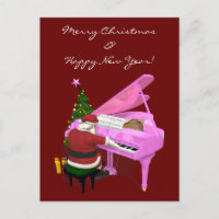 Santa Claus toca piano rosa