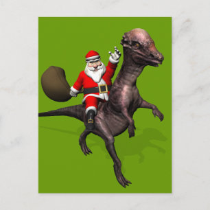 Postal Festiva Santa Claus Viajando En Pachyosaurus