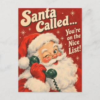 Postal Festiva Santa Claus Vintage Llamó a la Lista de Niños Buen