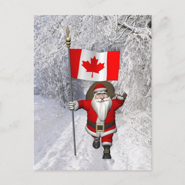Postal Festiva Santa Claus visitando Canadá (Anverso)