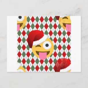 Postal Festiva santa claus wink emoji