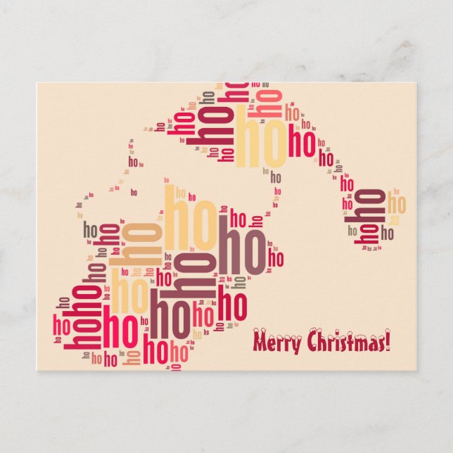 Postal Festiva Santa Claus wordcloud Ho Ho Ho (Anverso)