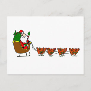 Postal Festiva Santa Claus y el reno de pollo