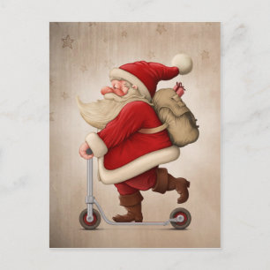 Postal Festiva Santa Claus y la motocicleta Push
