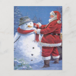 Postal Festiva Santa Claus y Snowman