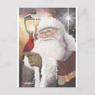 Postal Festiva Santa con cardenal