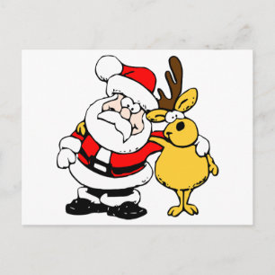 Postal Festiva Santa con ciervo