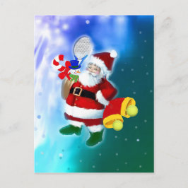 Postal Festiva Santa con la estafa y las campanas de tenis