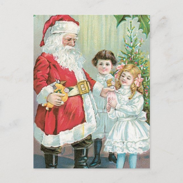 Postal Festiva Santa con los niños (Anverso)