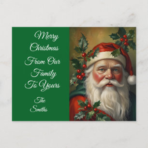 Postal Festiva Santa con Mistletoe