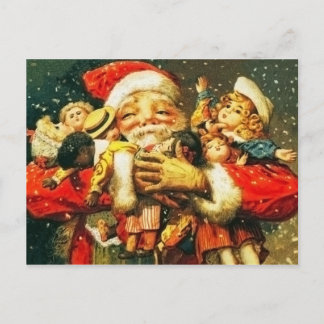 Postal Festiva Santa con muñecas