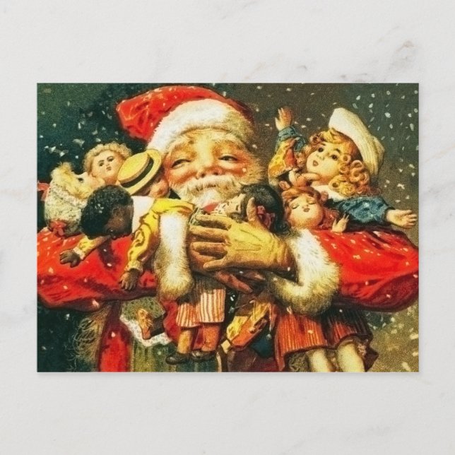 Postal Festiva Santa con muñecas (Anverso)