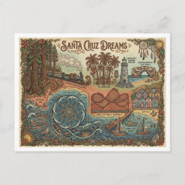 Postal Festiva Santa Cruz California Dreams Map – Vibrant Coast