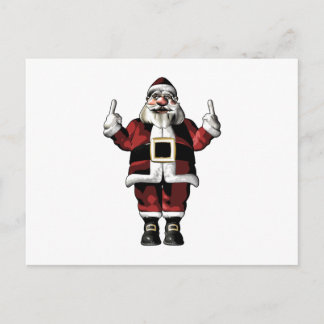 Postal Festiva Santa dando el dedo
