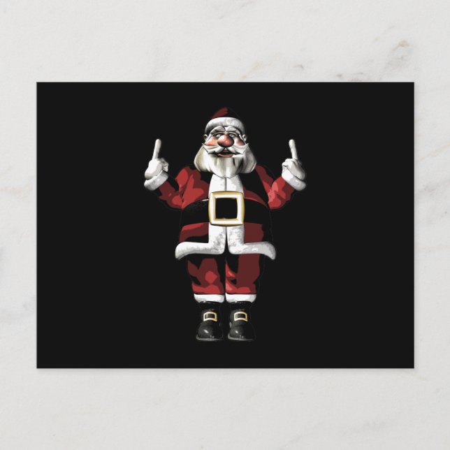 Postal Festiva Santa dando el dedo (Anverso)