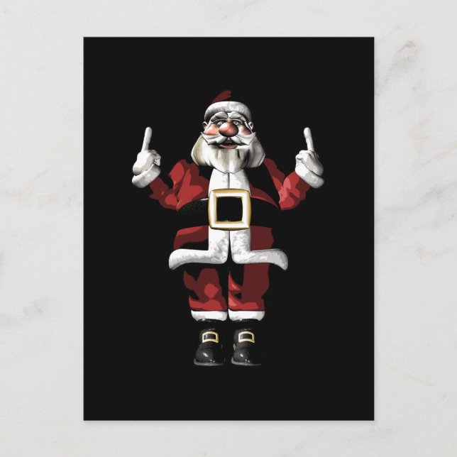 Postal Festiva Santa dando el dedo (Anverso)