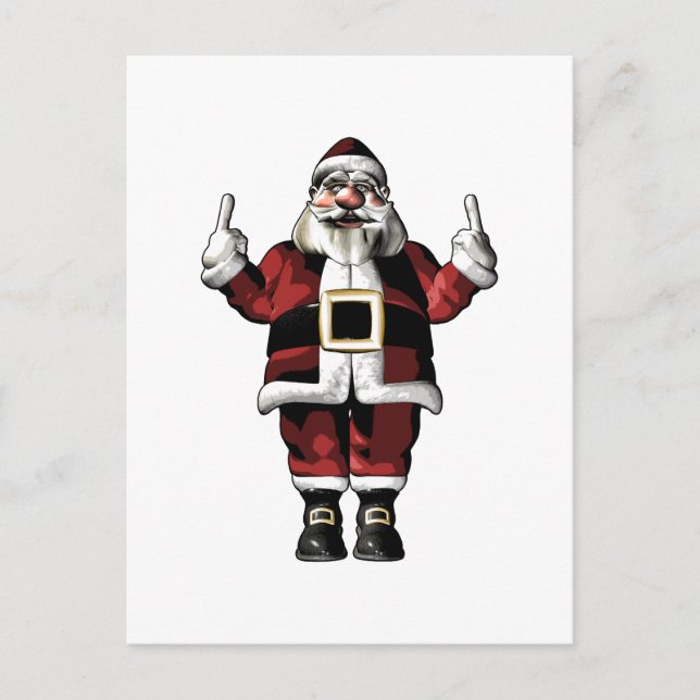Postal Festiva Santa dando el dedo (Anverso)