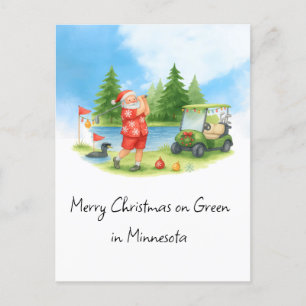 Postal Festiva Santa de Golf en Minnesota Fiesta Navideña