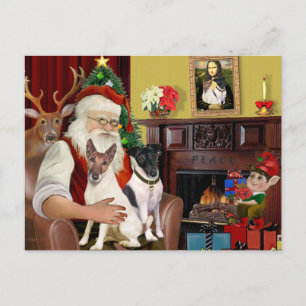 Postal Festiva Santa - Dos Smooth Fox Terriers