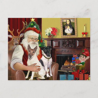 Postal Festiva Santa - Dos Smooth Fox Terriers