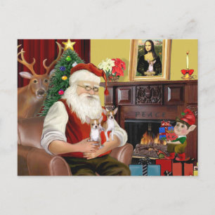 Postal Festiva Santa en casa - Chihuahuas (dos)