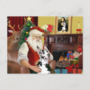 Postal Festiva Santa en casa - Gran danés (Harlequin)