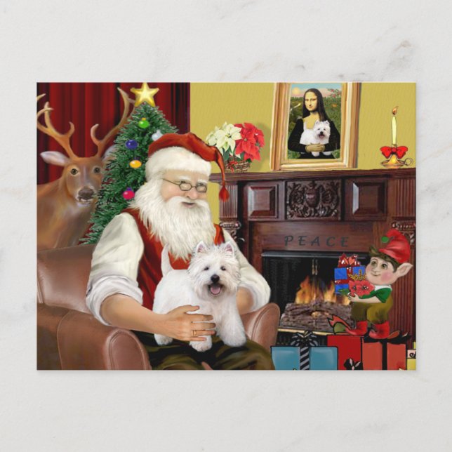 Postal Festiva Santa en casa - West Highland Terrier 5 (Anverso)