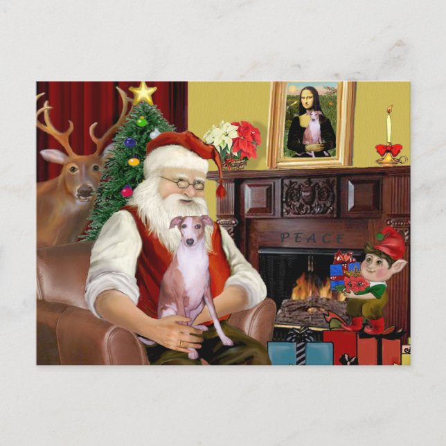 Postal Festiva Santa en casa - Whippet 7 - Santa (Anverso)