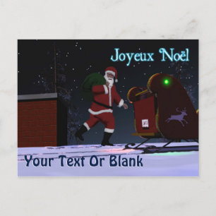 Postal Festiva Santa en el techo - Joyeux Noё l