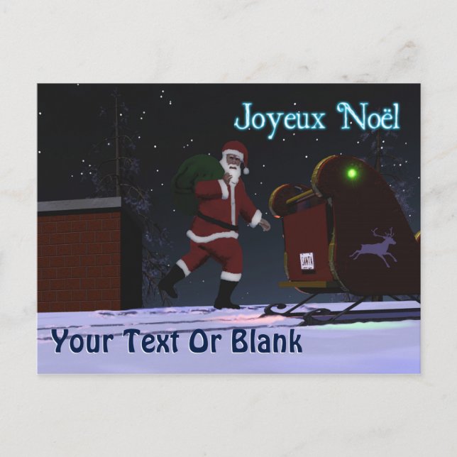 Postal Festiva Santa en el techo - Joyeux Noё l (Anverso)