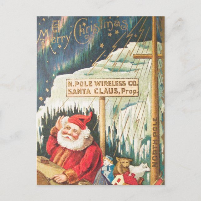 Postal Festiva Santa en la empresa de telefonía móvil del Polo No (Anverso)