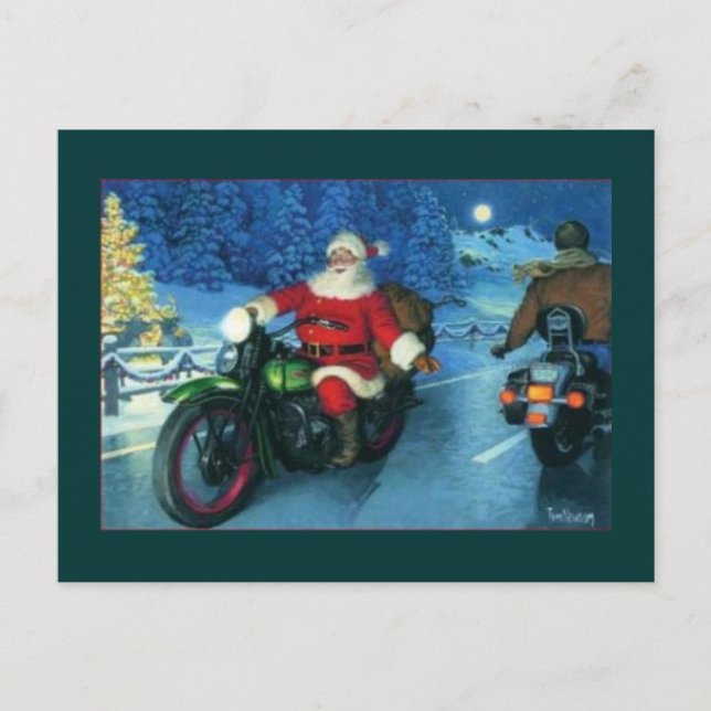 Postal Festiva santa en motocicleta (Anverso)