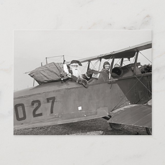 Postal Festiva Santa en un avión, 1921 (Anverso)