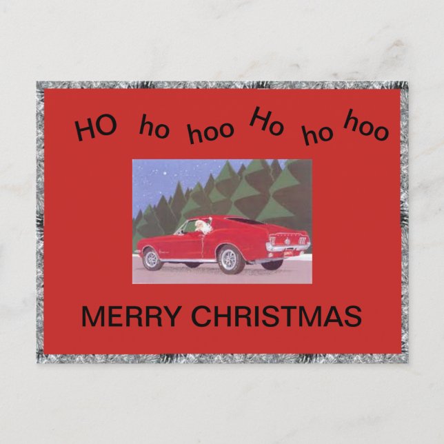 Postal Festiva Santa en un Mustang (Anverso)