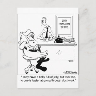 Postal Festiva Santa en una oficina de empleo de calefacción y ai