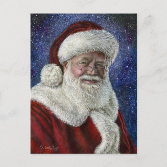 Postal Festiva Santa entre las estrellas (Anverso)