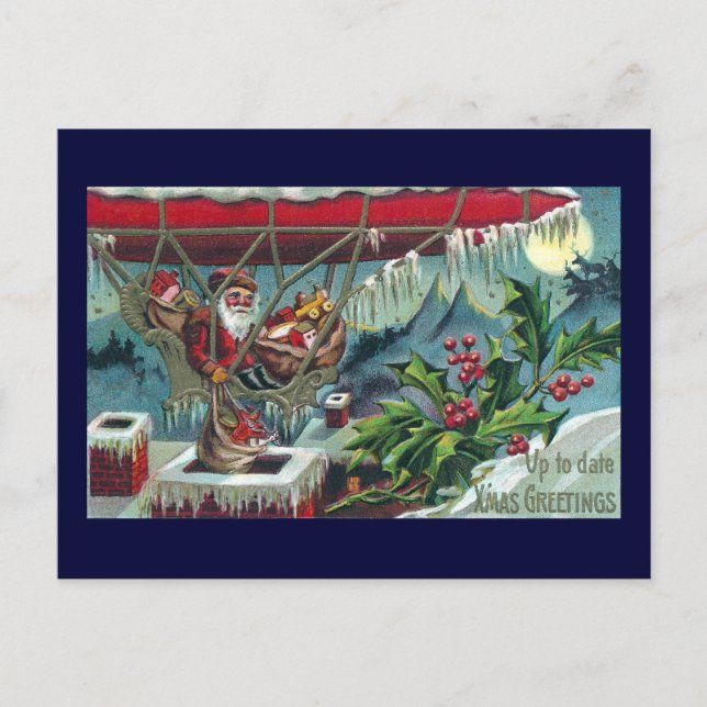 Postal Festiva Santa hace entregas del dirigible (Anverso)
