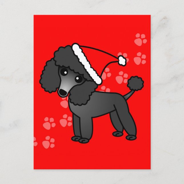Postal Festiva Santa Hat Personalizado de caniche negro (Anverso)