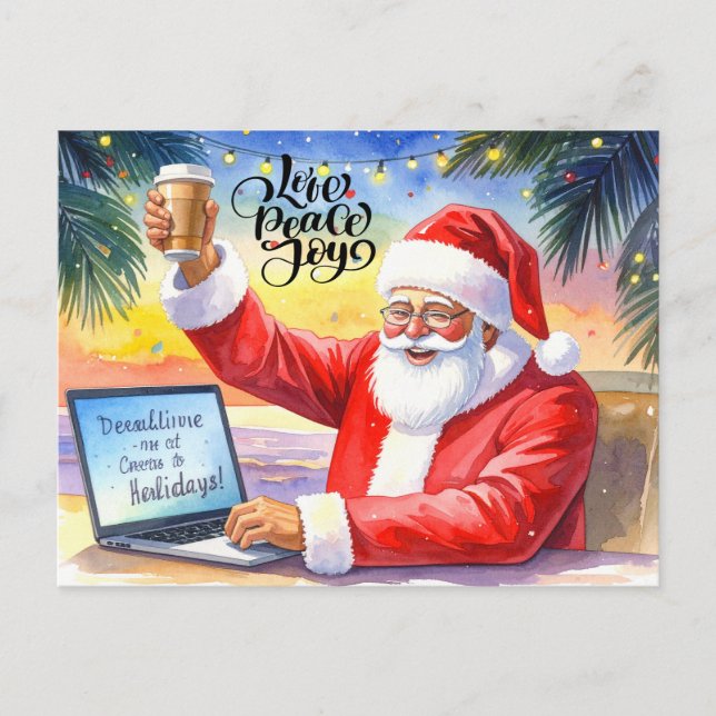 Postal Festiva Santa is working on line for Christmas Holiday (Anverso)