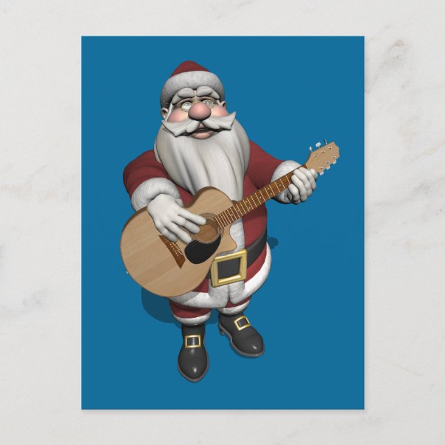 Postal Festiva Santa Juega Guitarra Acústica (Anverso)