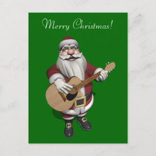 Postal Festiva Santa Juega Guitarra Acústica